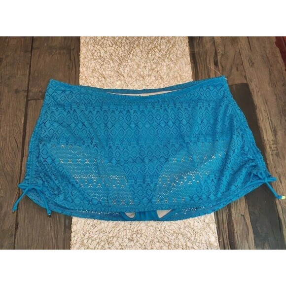 Cacique Other - NEW SWIM BY CACIQUE LANE BRYANT 28 TEAL CROCHET DRAWSTRING SWIM SKIRT SWIMSKIRT